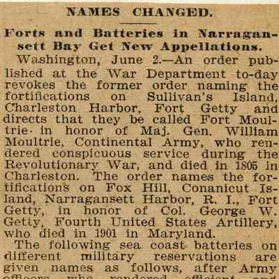 Fort Adams: NAMES CHANGED