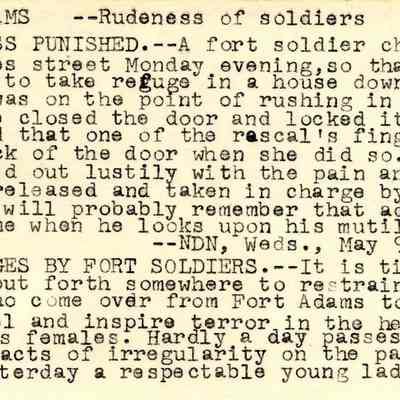 Fort Adams: Rudeness of Soldiers