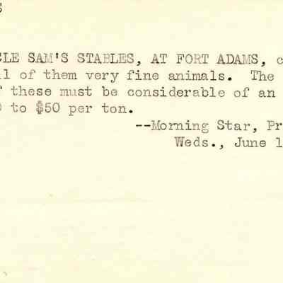 Fort Adams OUR UNCLE SAM'S STABLES