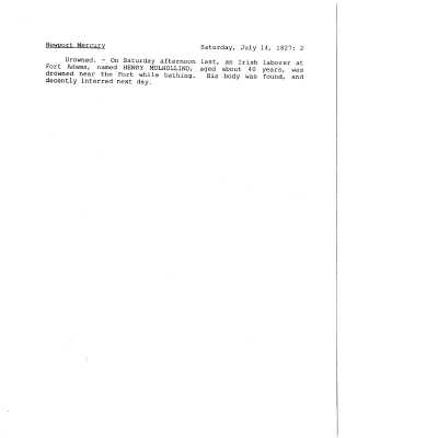 1827 NM Death of Henry Mulhollind