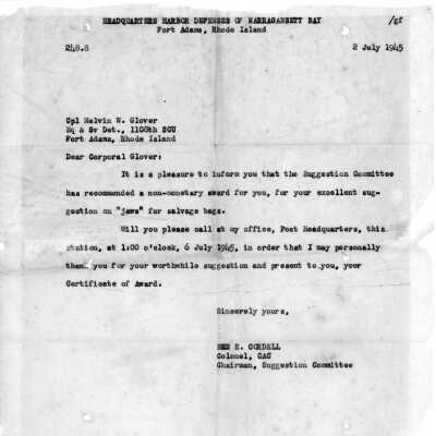 Notification of Certificate of Award - Salvage Bags