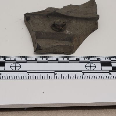 Metal fragment with bolt in the middle. NW Bastion 7/16/76