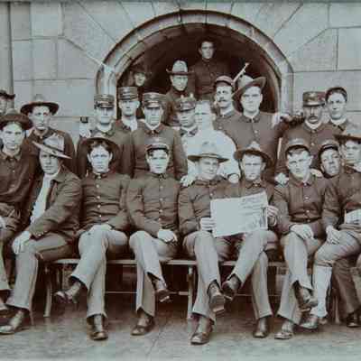 Informal company group sitting