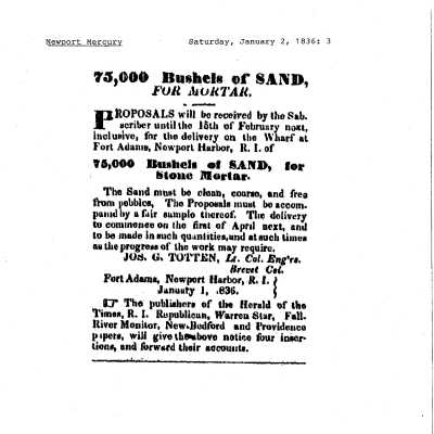 1836 NM 75,000 Bushels of Sand