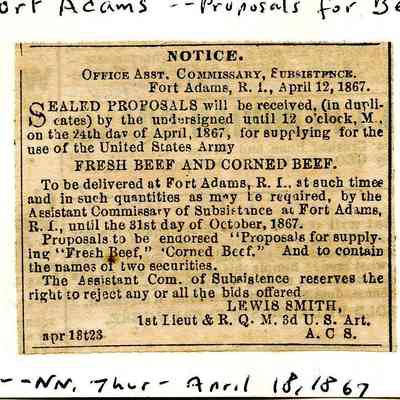 Fort Adams: April. 18, 1867