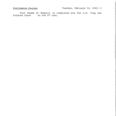 1842 ProJo Transcription, Fort Adams is Complete