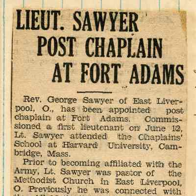 Fort Adams: LIEUT. SAWYER POST CHAPLAIN AT FORT ADAMS
