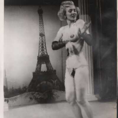 Photo - Christine written on back, B&W Pasties and panty with flap, action shot "S&S film productions"