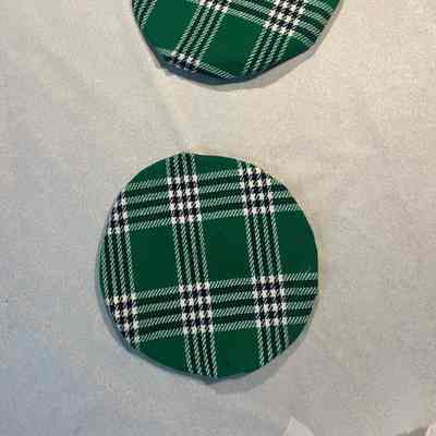 Costume - Hat, green/white/blue plaid beret.