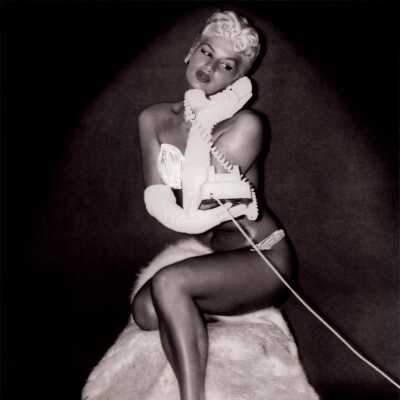 Photo - Bambi Jones, nude but made implied with white art