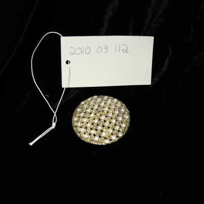 Costume - Jeweled piece-gold-round with clear rhinestones