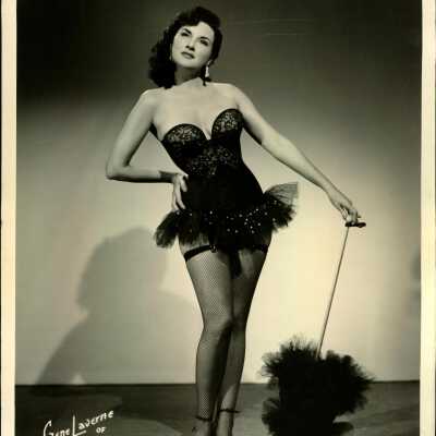 Photo - Tallulah Love-B&W-Black Mini Dress with Ruffles-Holding Ruffle Umbrella