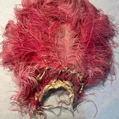 Costume - Headpiece, pink/white freather showgirl.