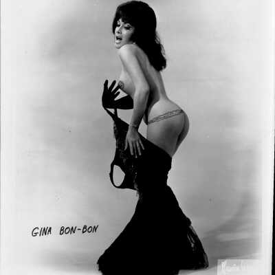 Photo - Gina Bon-Bon B+W with Purple Marker Covering Nipple