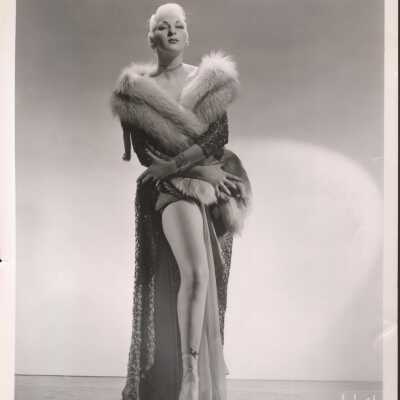 Photo - B+W- Maxine Martin " 6'4' SkyScraper", gown + fur wrap