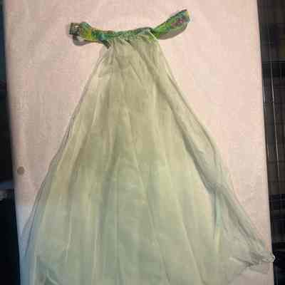 Costume - panel skirt, green multi color band.