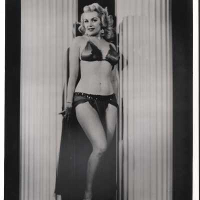 Photo - Dixie Evans B&W, triangle bra top and panel skirt