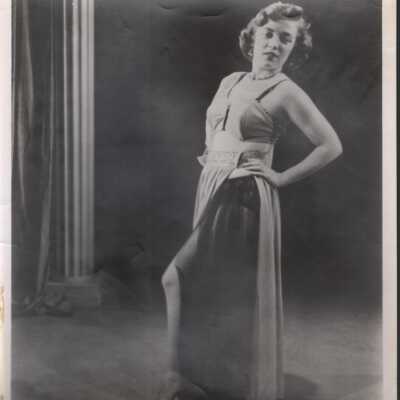 Photo - "Nancy La Rue" written on back, B&W, two-tone costume
