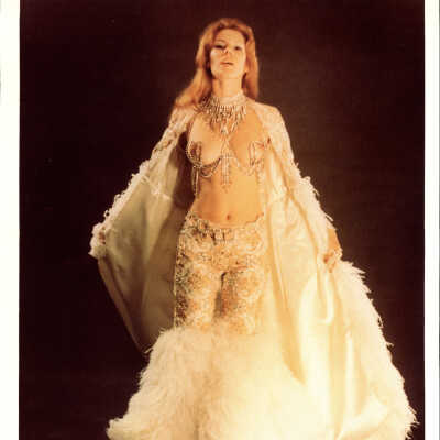 Photo - Tiffany Carter-Color/Sepia Tone-Beaded Chocker, pasties, pants w/feather like material