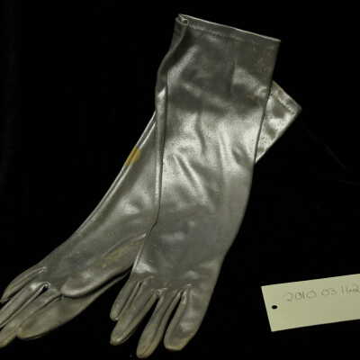 Costume - gloves, silver, elbow length metalic