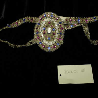 Costume - belt, gold multi colour rhinestones