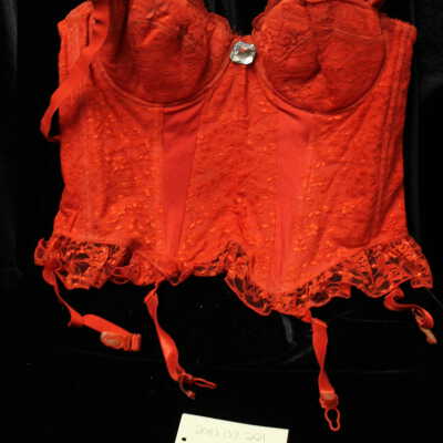 Costume - bustier-red-lace w/large crystal in center