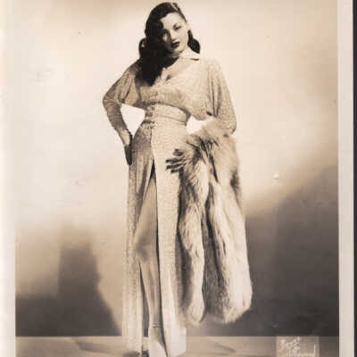 Photo - B+W- Princess Lahoma- Wearing White beaded gown w/ fur stole