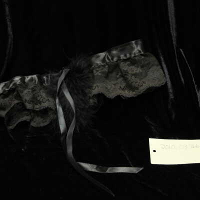 Costume - garter, black satin with lace trim