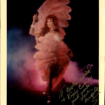 Photo - B+W Angela " Queen Of The Fan Dance" signed " to Exotic World & Dixie Evans"