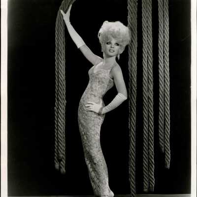 Photo - Sheena-B&W-long dress-white gloves-high heels-bracelet