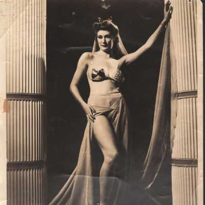 Photo - B+W-Marlee McKay- Triangle-bra & long skirt, name written on back