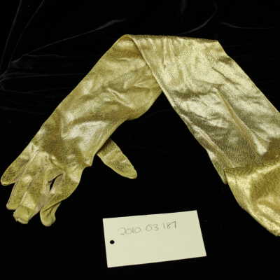 COstume - glove, gold metallic with rhinestone buttons