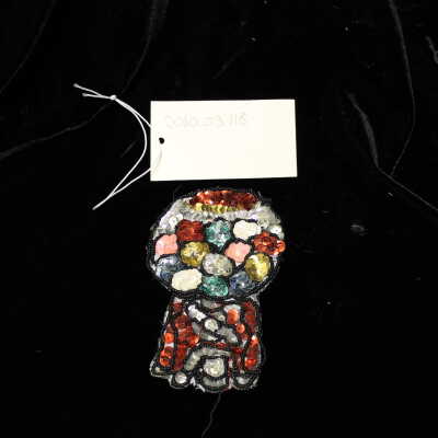 Costume - applique, multicolor sequins and black bead gum ball machine