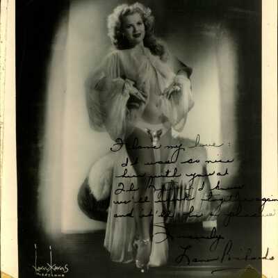 Photo - Lana Richards B&W Signed to "Flame my love (Ricci)"