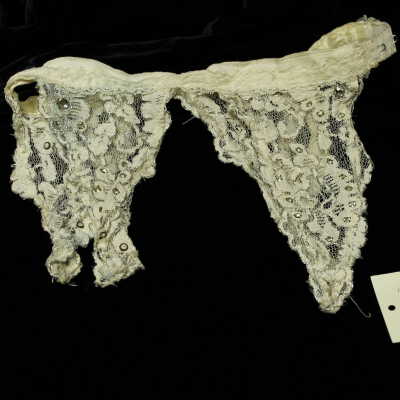 Costume - Garter- Cream- Lace w/ Silver, beads w/ Clear rhinestones