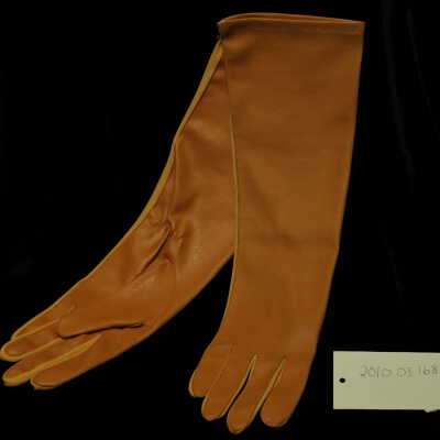 Costume - glove, orange vinyl elbow length