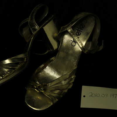 Costume - shoes, gold 2" heel, strappy sandal