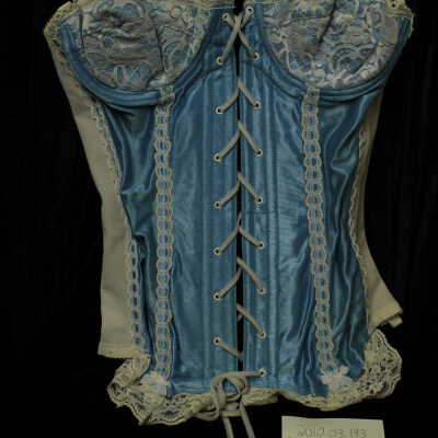 Costume - bustier blue/cream - satin w/ lace trim