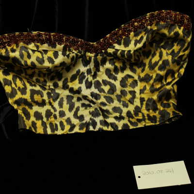 Costume - Top Yellow/ Brown- Leopard print w/ red Sequined trim