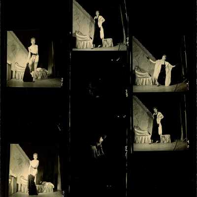 Photo - B+W- Test Sheet- Lili St Cyr Stage Series Stripping out of a Gown & Fur , Stamped on back 3945 Graphic House