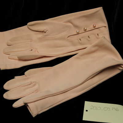 Costume - Gloves pink elbow length w/ pearl buttons