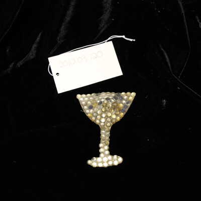 Costume, pasties, clear rhinestones, martini glass
