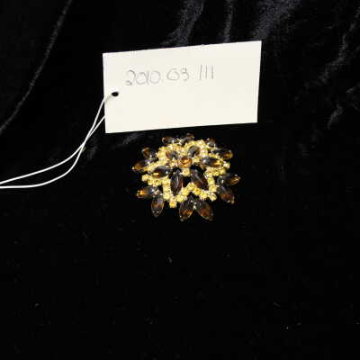 Costume - Jeweled piece-gold-brown rhinestones in floral pattern