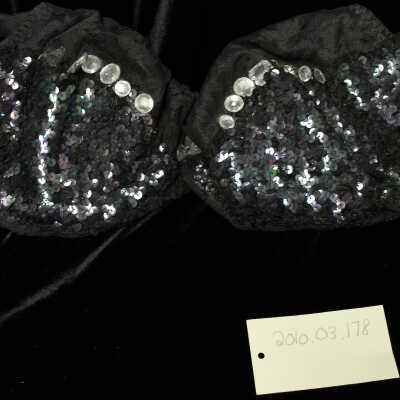 Costume - bra, black lace and sequin with clear crystals