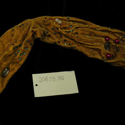 Costume - gauntlet, yellow multi colour rhinestones and pearls
