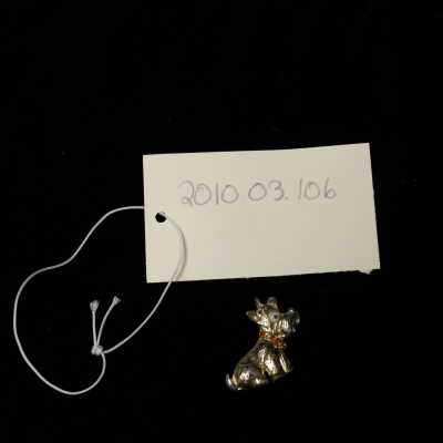 Costume - Jewelry-Pin-gold-dog with red crystal collar