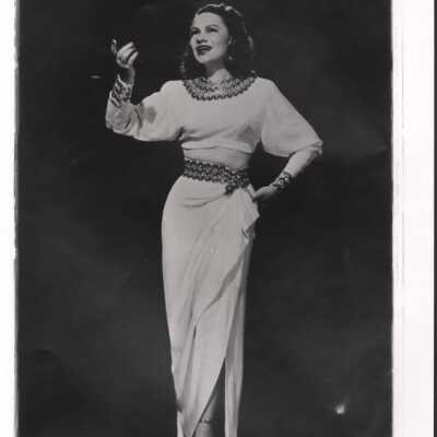 Photo - B+W- " Beverly Jean Clay, Portland Oreg" written on back, long skirt + blouse, Poor Print