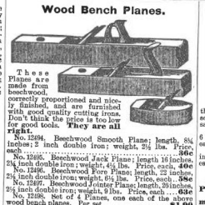 Wood Bench Plane Advertisement from 1897 Sears & Roebuck Catalog. Skyhorse Publishing: New York. Page 89.