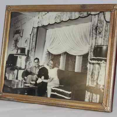 Framed signed photo of Humphrey Bogart and his wife Mayo