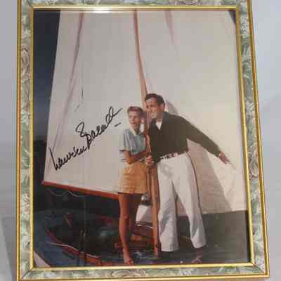 Framed signed photo of Humphrey Bogart and Lauren Bacall, signed by Bacall
